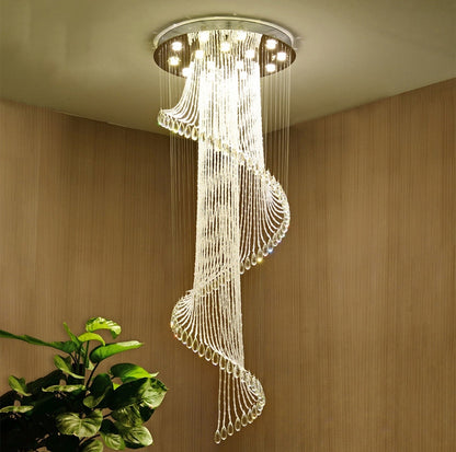 Mougins | Сhic Spiral Crystal Ceiling Led Chandelier, 23.6"By Miron Demid LLC