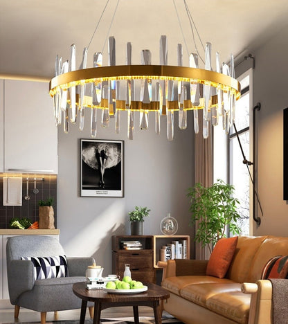 Jodoigne | Round Gold Crystal Chandelier for Dining Room, Dia39"By Miron Demid LLC