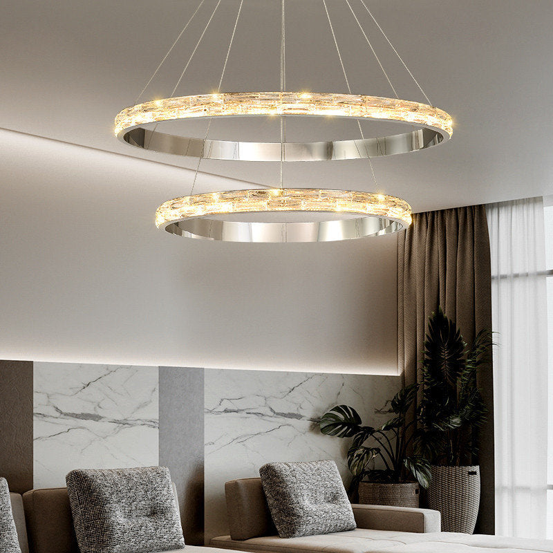 Stella | Postmodern Stainless Steel Pendant Light, Dia31.5+23.6", 2 RingsBy Miron Demid LLC