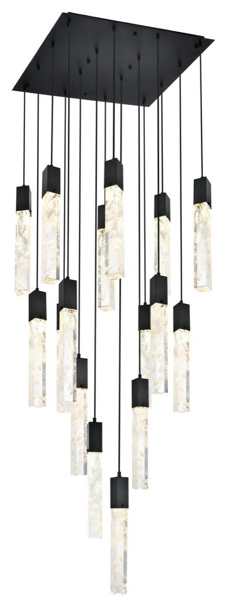 Aurora 16 Light Pendant in Black And ClearBy Elegant Furniture & Lighting