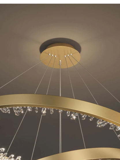 Zeddiani | Gold Rings Led Crystal Chandelier for Bedroom, 3 Rings 7 BasesBy Miron Demid LLC