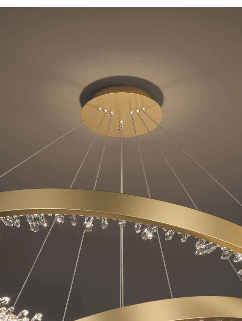 Zeddiani | Gold Rings Led Crystal Chandelier for Bedroom, 3 Rings 7 BasesBy Miron Demid LLC
