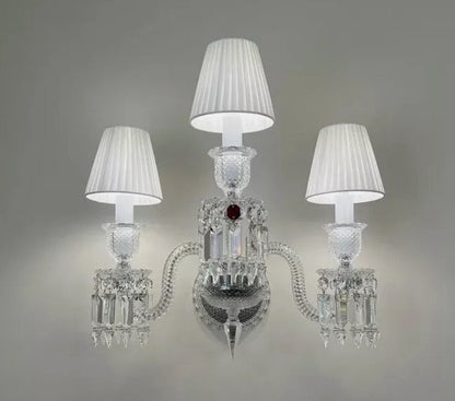Baccarat Design Wall Sconce Clear Crystal, 3 ArmsBy Akari Lanterns