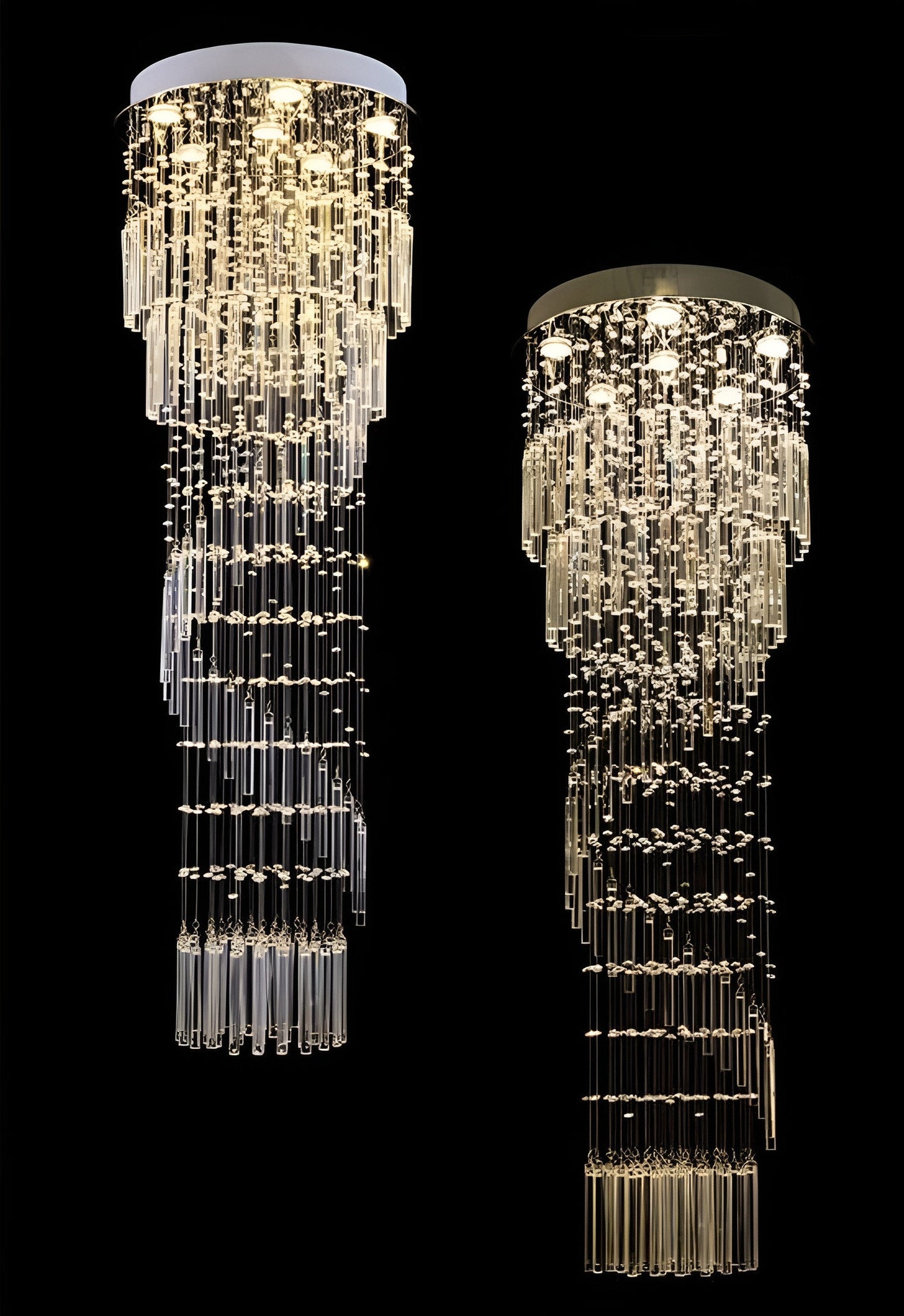 Levens | Exquisite Modern Flush Mount Crystal Chandelier, Dia31.5xh118.11" / Dia80xh300cm, Warm LightBy Miron Demid LLC