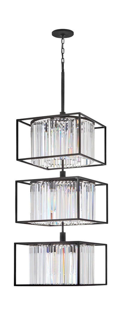 Hinkley 50.25" Giada Multi-Tier Modern Chandelier, Black + Prismatic CrystalsBy Hinkley
