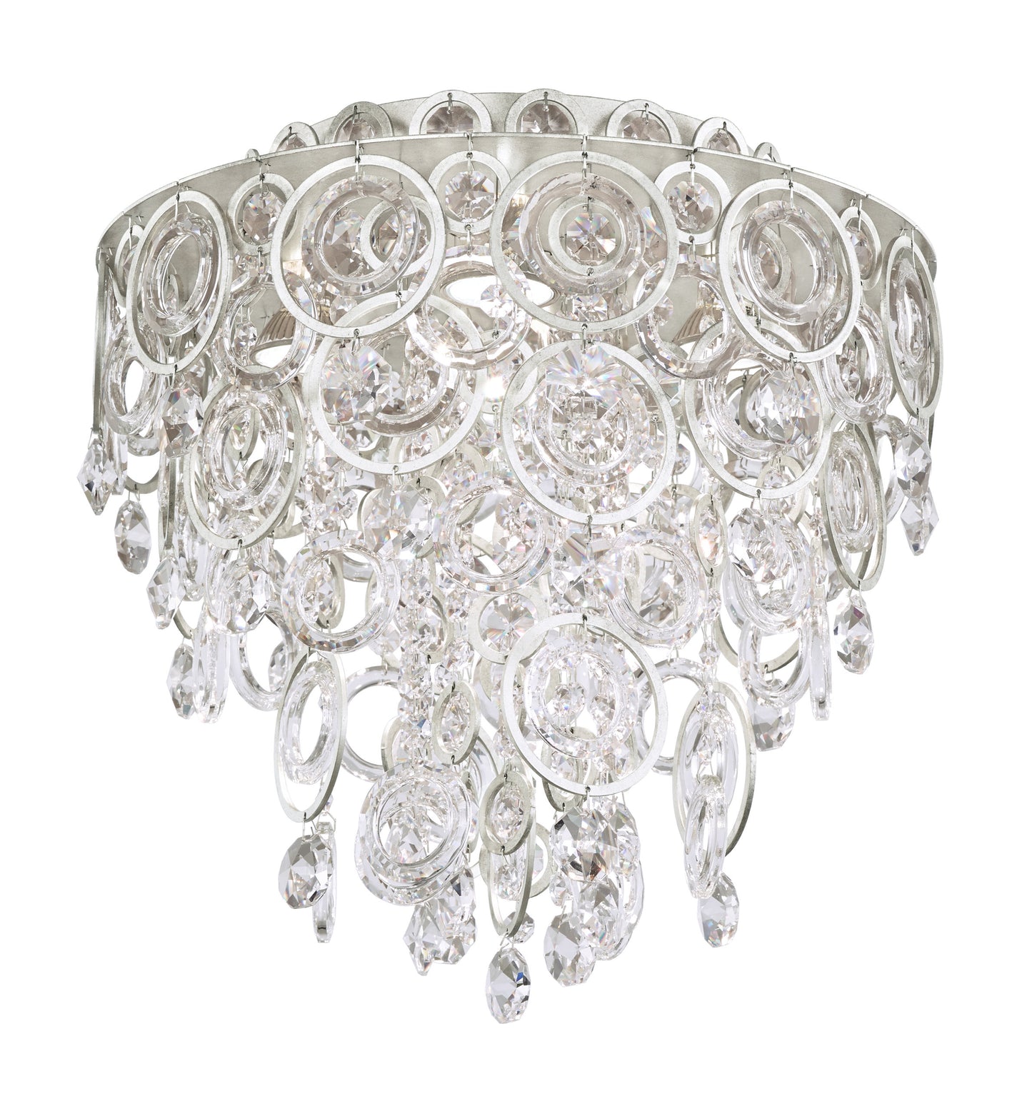 Schonbek Dr1401N-48H 4 Light Crystal Semi-Flush, Antique SilverBy Schonbek