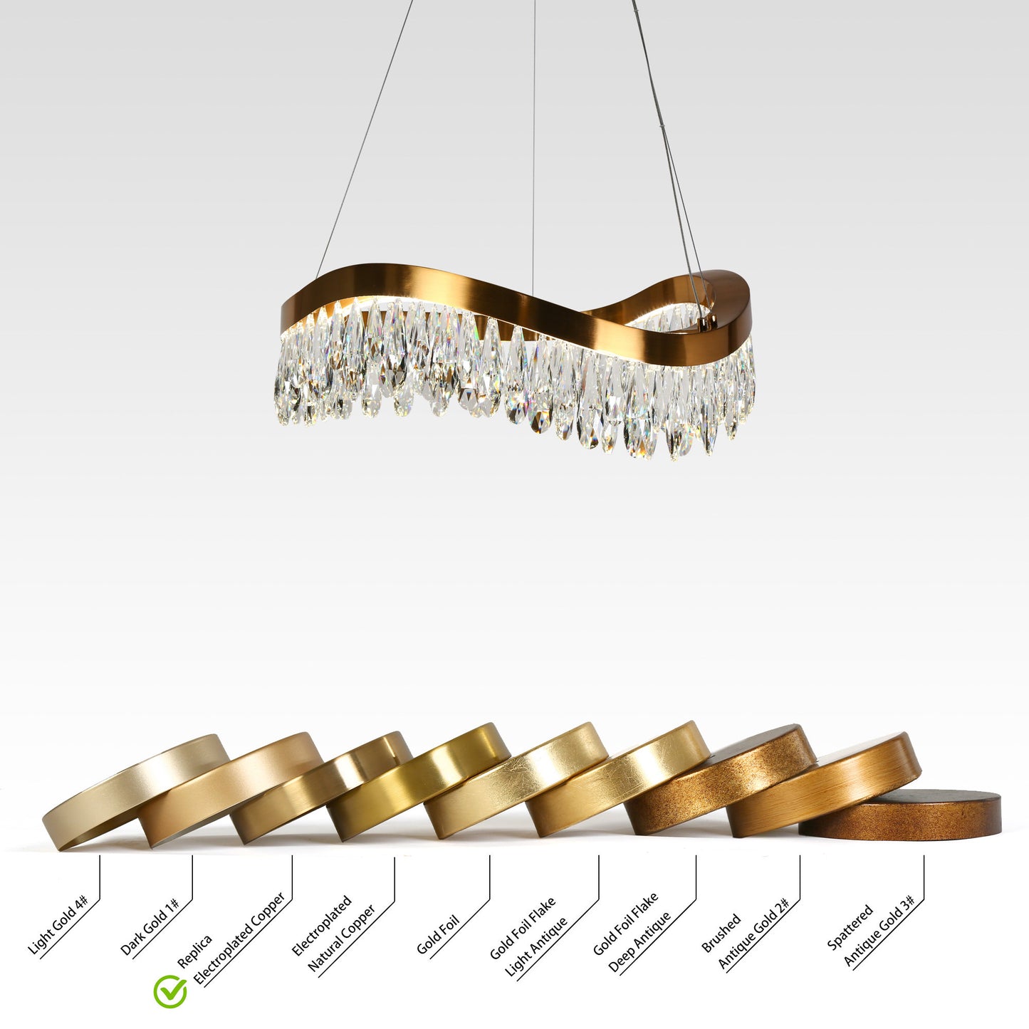 LNC Broderick 1-Light 25.6" Modern Empire Crystal LED Chandelier, BrassBy LNC