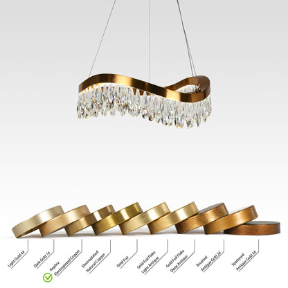 LNC Broderick 1-Light 25.6" Modern Empire Crystal LED Chandelier, BrassBy LNC