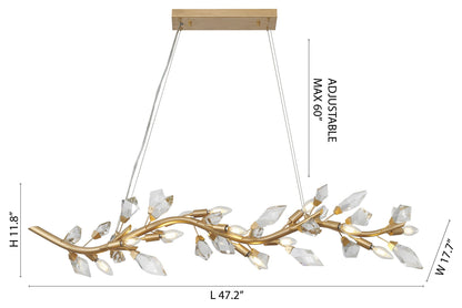 12-Light Gold Branch Chandelier With Clear Crystal PetalsBy Design Living