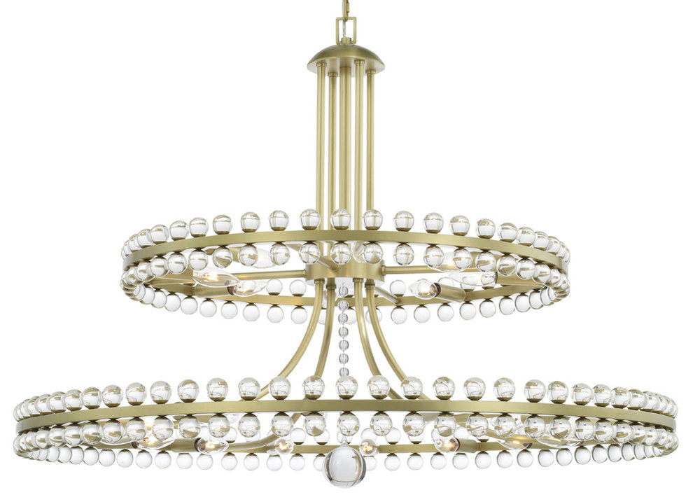 Clover 24-Light Chandelier, Aged Brass With Clear Glass Beads CrystalBy Crystorama Lighting