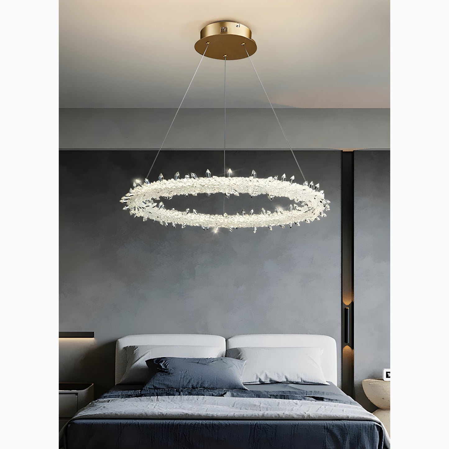 Andenne | Modern Ring Crystal Chandelier for Living Room, 3 Rings CrossBy Miron Demid LLC