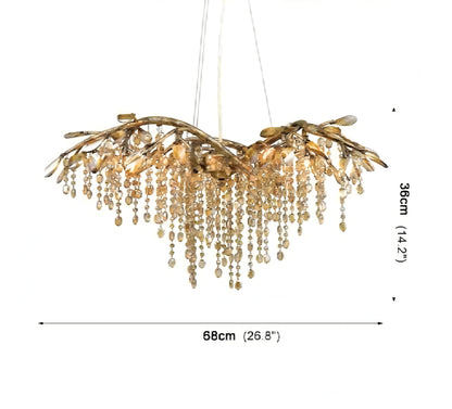 Alfiano Natta | Luxury Gold/Chrome Vintage Crystal Hanging Lamp For Living Room, Gold, Dia26.8"By Miron Demid LLC