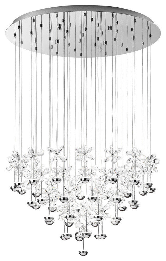 43x2.1W LED Multi Light Pendant With Chrome Finish and Clear CrystalsBy EGLO USA