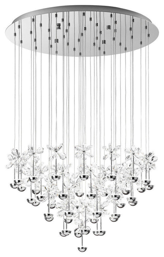 43x2.1W LED Multi Light Pendant With Chrome Finish and Clear CrystalsBy EGLO USA