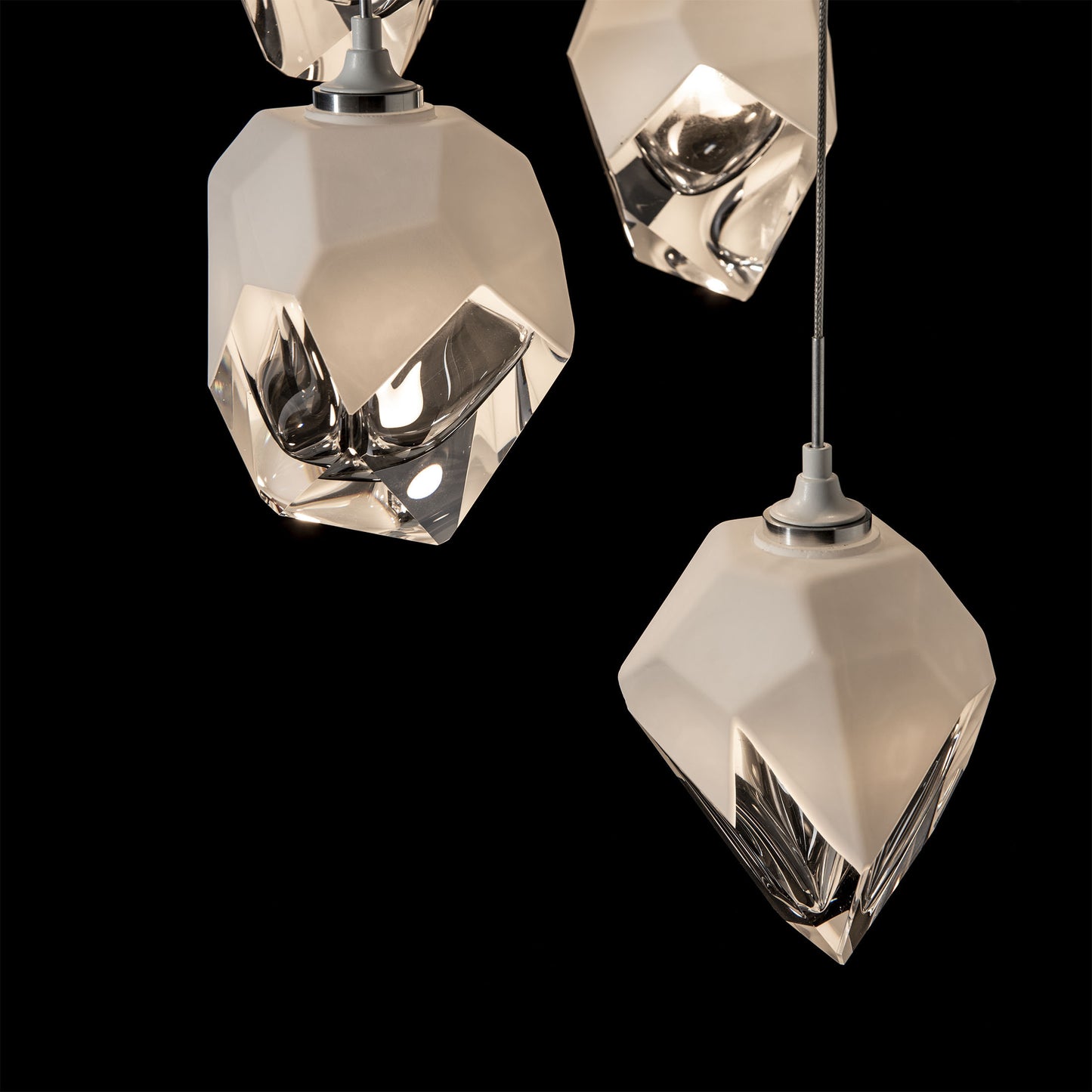 Chrysalis 5-Light Small Crystal Pendant White Finish- Long, White CrystalBy Hubbardton Forge