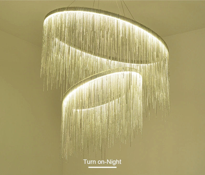 Zagarolo | Luxury Postmodern Round Silver Chandelier for Bedroom, Doubleround31.5"By Miron Demid LLC