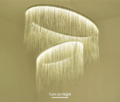 Zagarolo | Luxury Postmodern Round Silver Chandelier for Bedroom, Doubleround31.5"By Miron Demid LLC