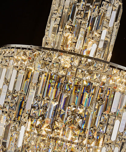 Moneglia | Chic Long Spiral Crystal Pendant Chandelier, Chrome, H70.9"By Miron Demid LLC