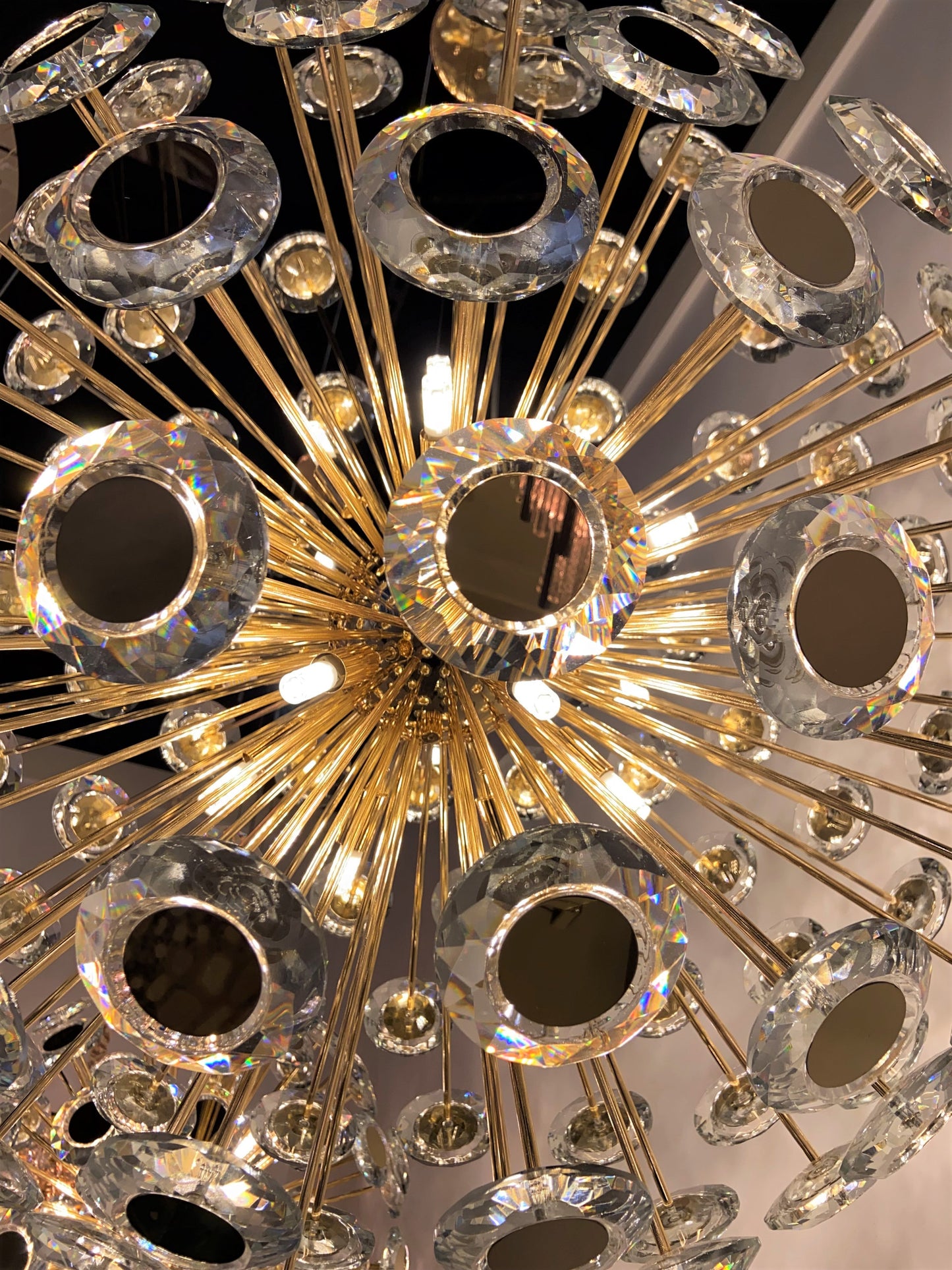 Pendant 18-Light Round Crystal Chandelier - GoldBy Michael Amini