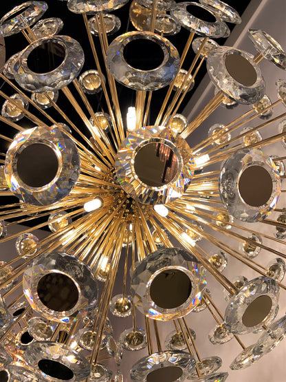 Pendant 18-Light Round Crystal Chandelier - GoldBy Michael Amini