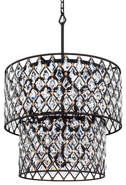 Varaluz 345C07 Windsor 7 Light 25"W Crystal Waterfall Chandelier - Carbon /By Varaluz