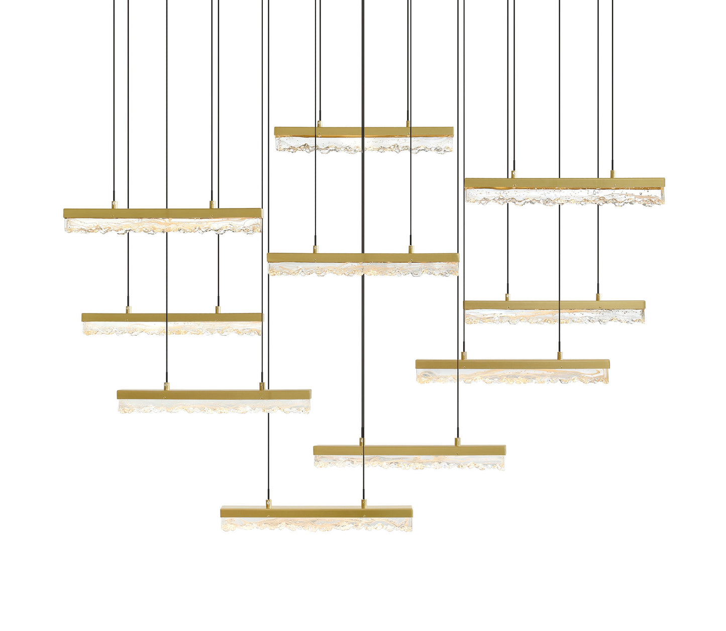 CWI LIGHTING 1588P48-10-624 Stagger Integrated LED Brass ChandelierBy CWI Lighting