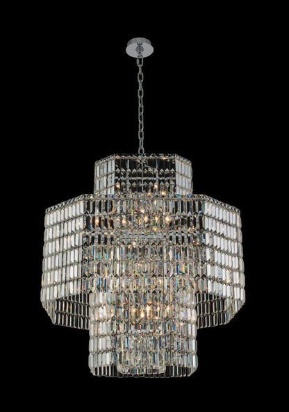 Allegri Livelli 20 Light 34" Pendant, Polished Chrome With Firenze CrystalBy Allegri Crystal by Kalco Lighting
