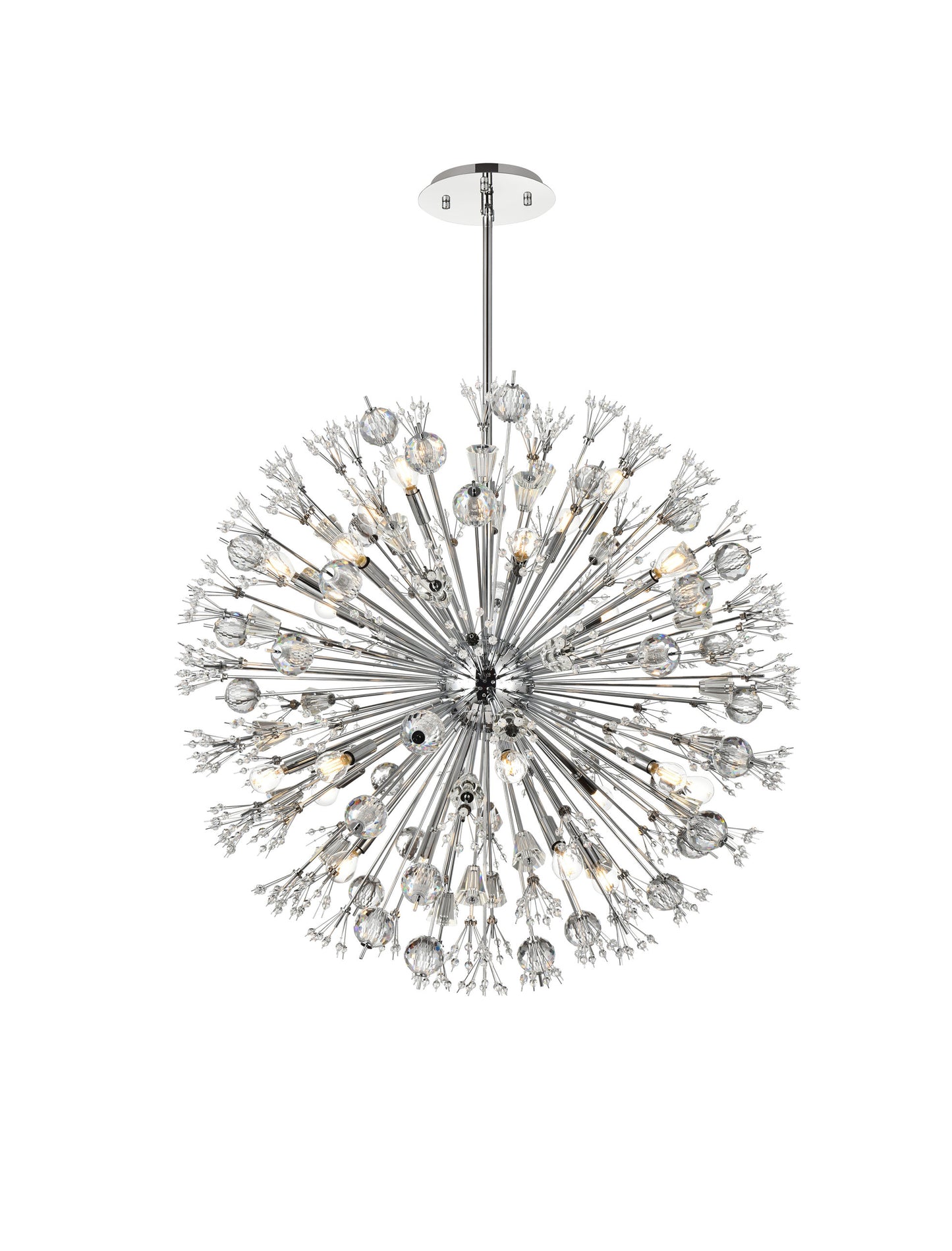 Victor 38" Crystal Starburst Round Pendant, ChromeBy Home Living