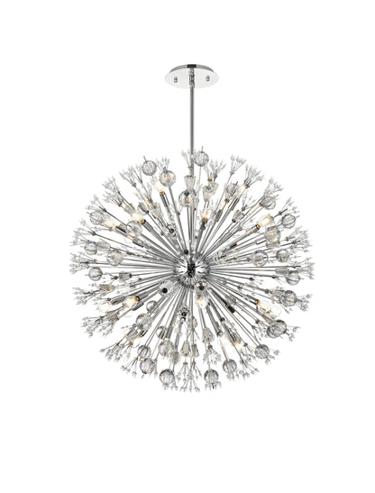 Victor 38" Crystal Starburst Round Pendant, ChromeBy Home Living