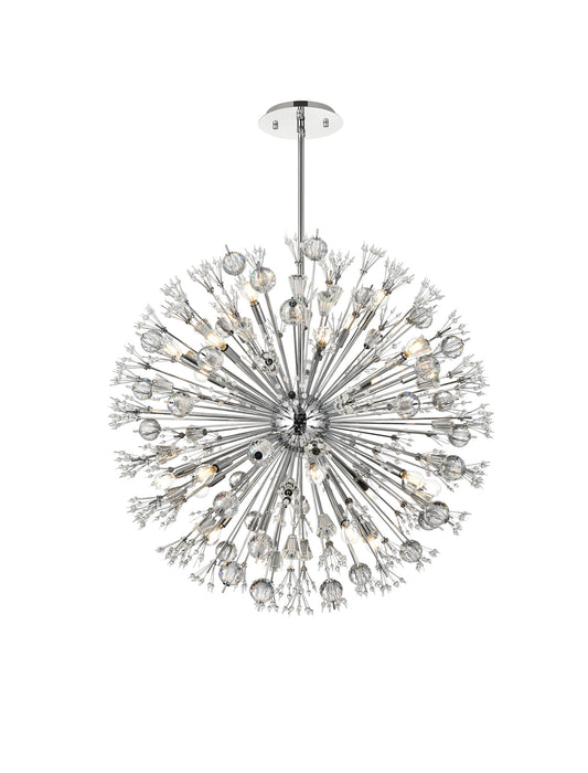 Victor 38" Crystal Starburst Round Pendant, ChromeBy Home Living
