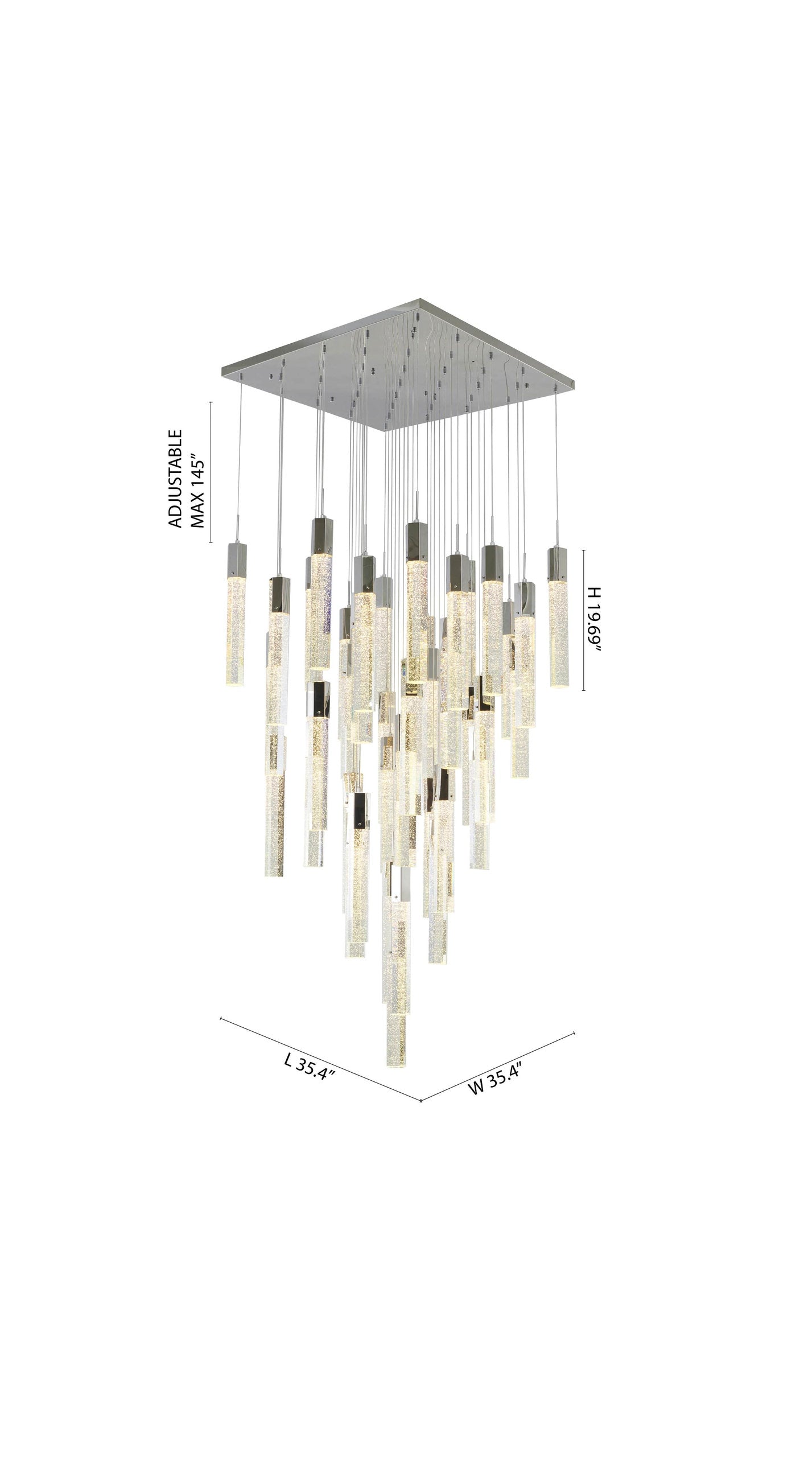 25-Light Chrome Metal Chandelier With Clear Bubble Crystal AccentsBy Design Living