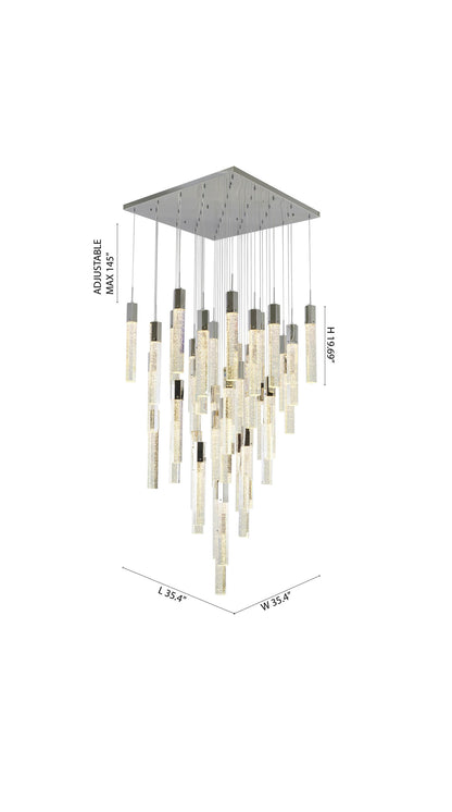25-Light Chrome Metal Chandelier With Clear Bubble Crystal AccentsBy Design Living