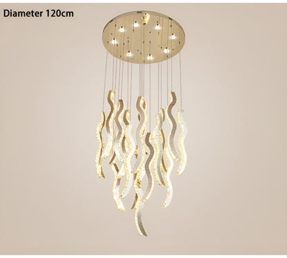 Menaggio | Gold Crystal Wave Light Fixture, Gold, 47.2'' (17 Lights)By Miron Demid LLC