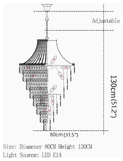 La Croix-sur-Roudoule | Duplex Spiral Crystal Stairway Chandelier, Dia31.5"By Miron Demid LLC