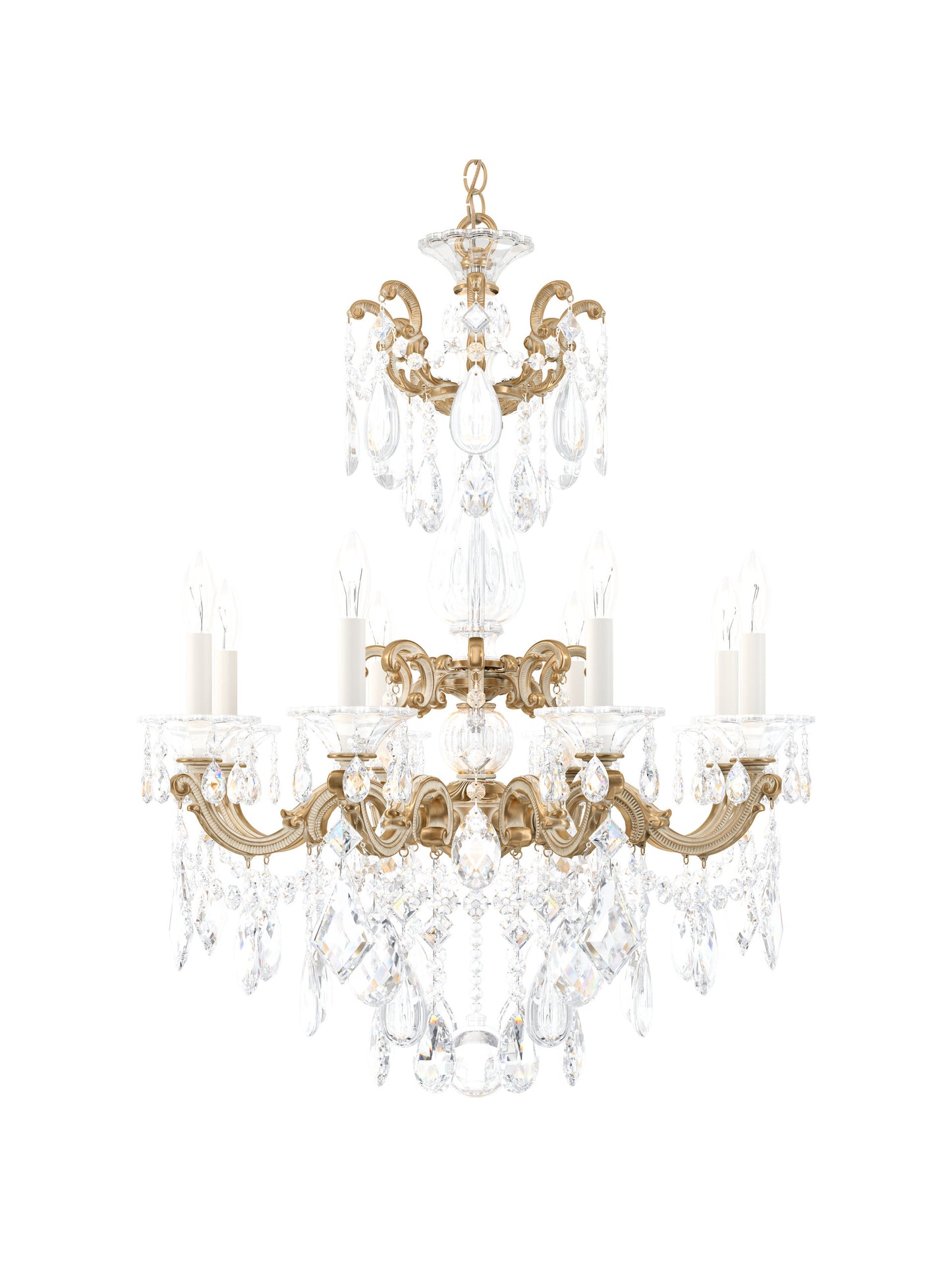 Schonbek 5007-27S 8 Light Crystal Chandelier, Parchment GoldBy Schonbek
