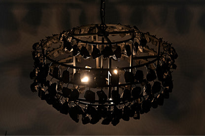 Vulcan Chandelier, Black Steel With Black GlassBy Noir