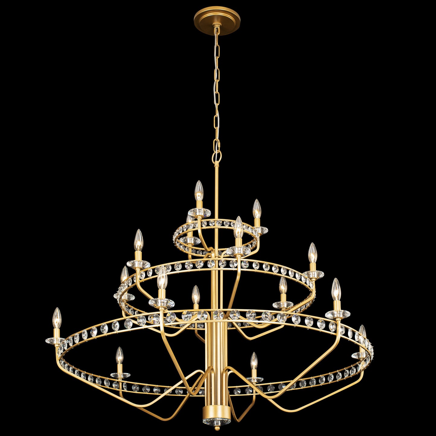 .-     Monroe 15-Lt 3-Tier  Chandelier - Antique GoldBy Varaluz