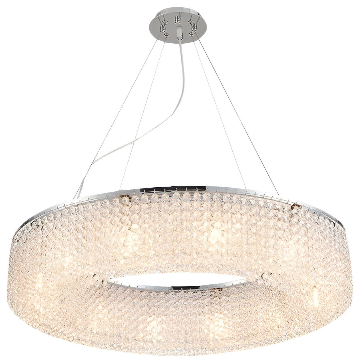 Algund | Round Gold/Chrome Simple LED Crystal Chandelier For Living Room, Dia39.4"By Miron Demid LLC