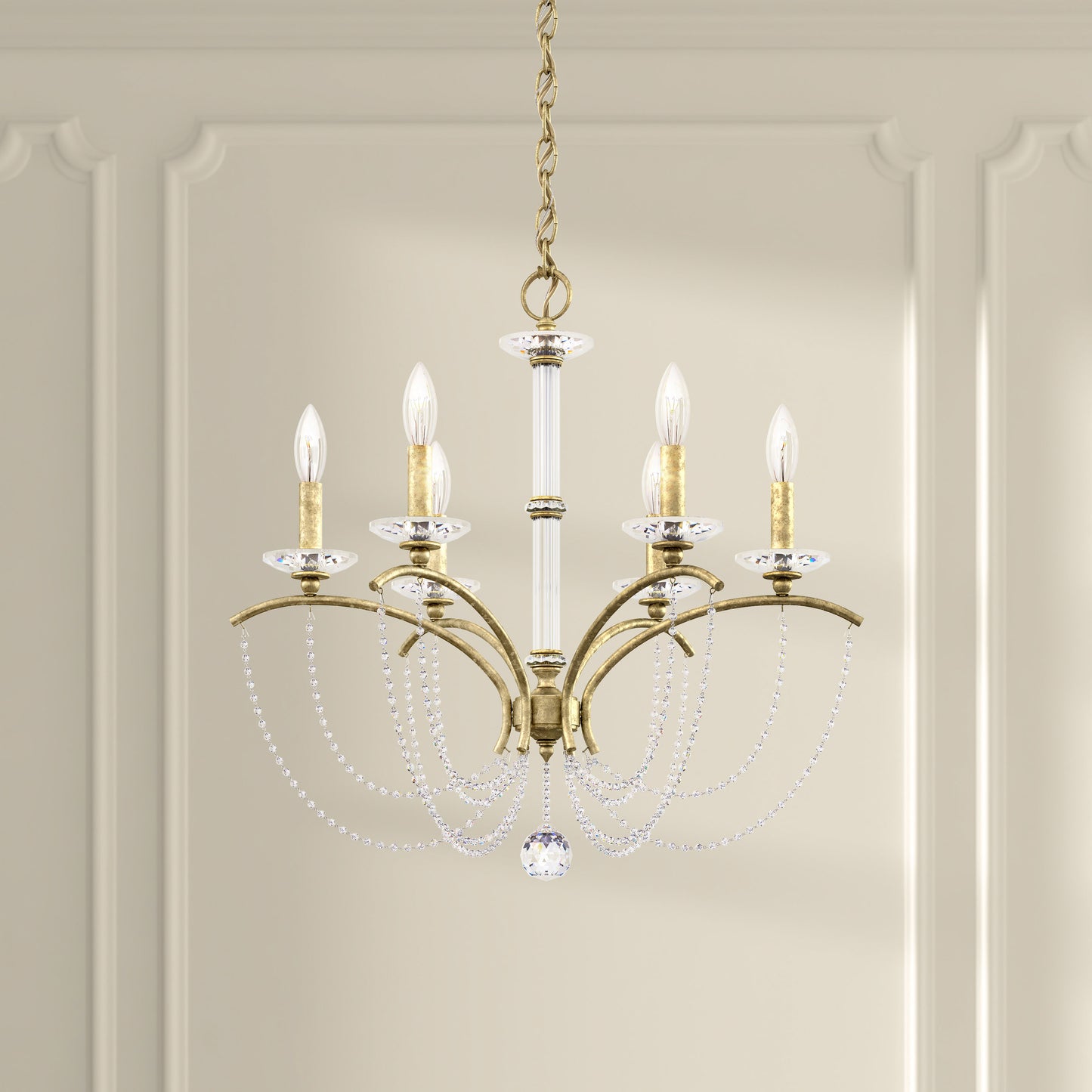 Schonbek Bc7106N-44H 6 Light Crystal Chandelier, Heirloom SilverBy Schonbek