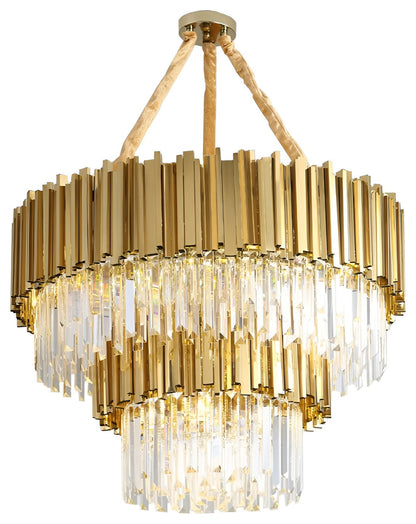 Beausoleil | Empire Gold Crystal Chandelier For Stairway, Dia 31.5'' 2 LayersBy Miron Demid LLC