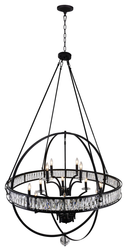 CWI LIGHTING 9957P42-12-101 12 Light Chandelier with Black finishBy CWI Lighting