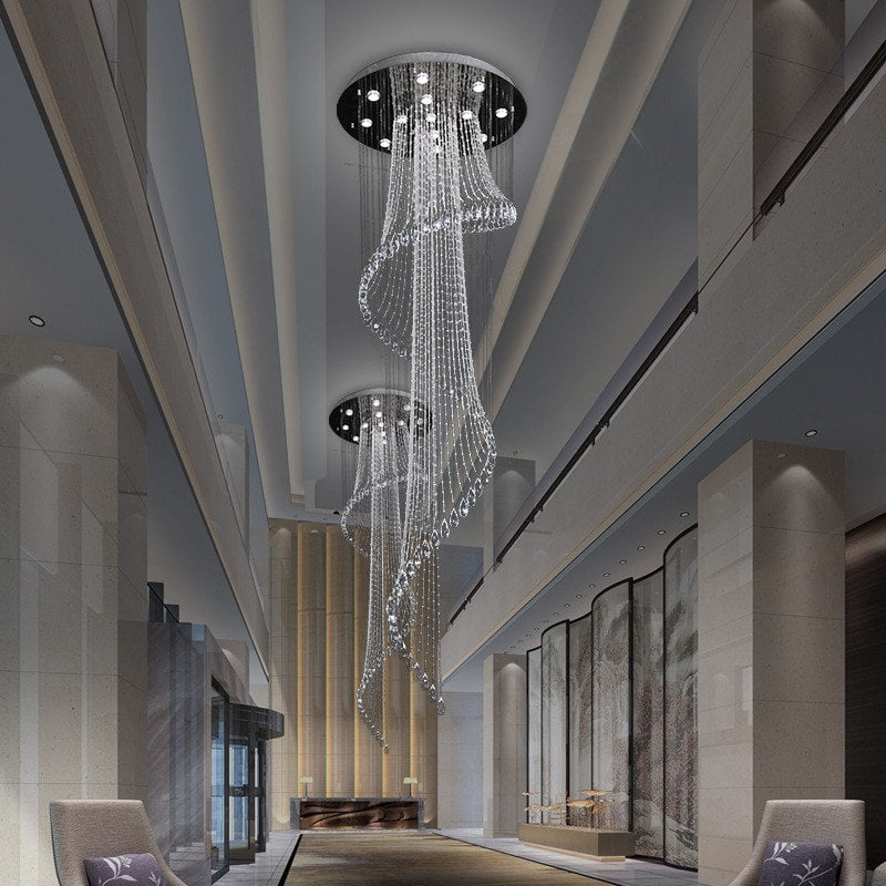 Mougins | Сhic Spiral Crystal Ceiling Led Chandelier, 23.6"By Miron Demid LLC
