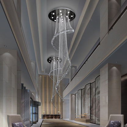 Mougins | Сhic Spiral Crystal Ceiling Led Chandelier, 23.6"By Miron Demid LLC