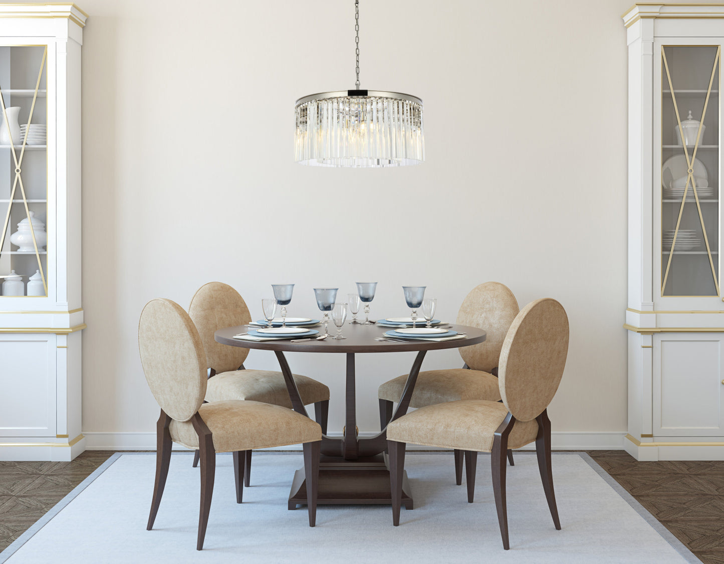 Elegant Lighting 1208D31/RC Sydney 8 Light 32"W Crystal Drum - Matte BlackBy Elegant Furniture & Lighting