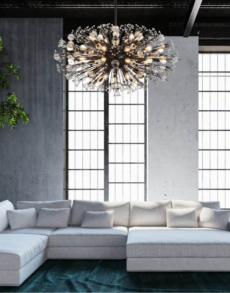 Elegant Lighting 2500D42BK Vera 42 inch crystal starburst oval pendant in blackBy Elegant Furniture & Lighting