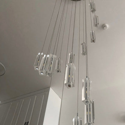 Cannes | Staircase Pendant Crystal Long Light Fixture, 30 LightsBy Miron Demid LLC