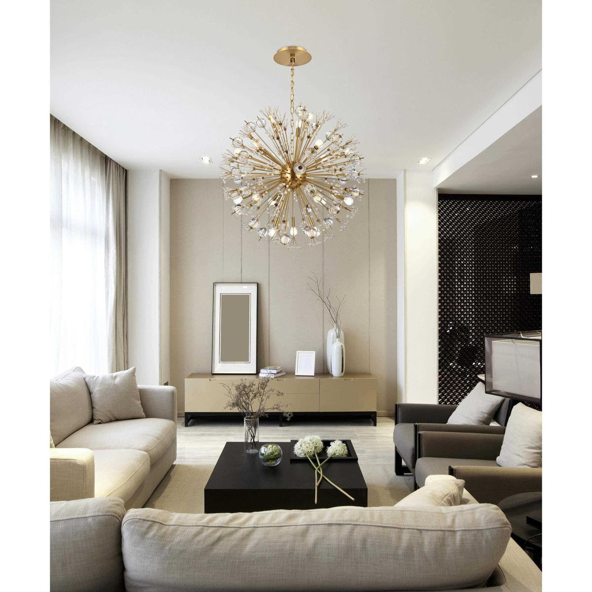 Vera 18 Light Pendant, Satin GoldBy Elegant Furniture & Lighting