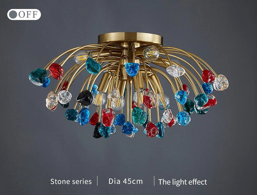Aggius | Colorful Crystal Led Round Ceiling Chandelier, 23.6", ColorfulBy Miron Demid LLC