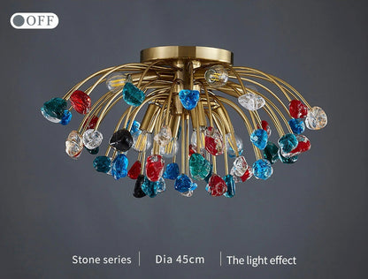 Aggius | Colorful Crystal Led Round Ceiling Chandelier, 23.6", ColorfulBy Miron Demid LLC