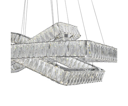 Crystal Elegance Integrated LED 3 Rectangles ChandelierBy Finesse Decor